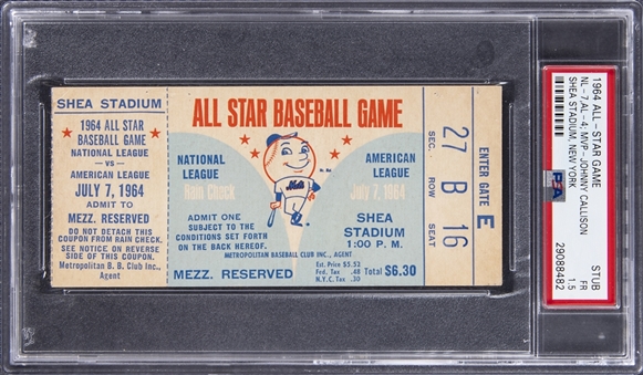 1964 MLB All Star Game From Shea Stadium Ticket Stub - PSA FR 1.5